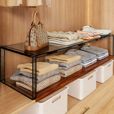 可伸缩衣柜分层隔板衣橱置物架