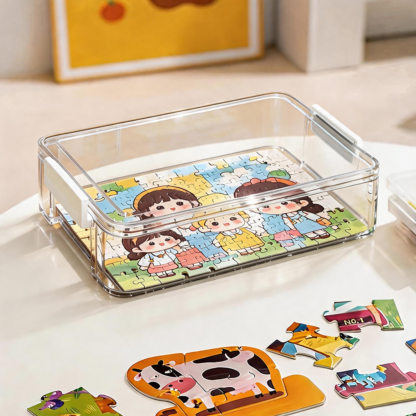 拼图成品收纳盒桌面大容量储物盒图片