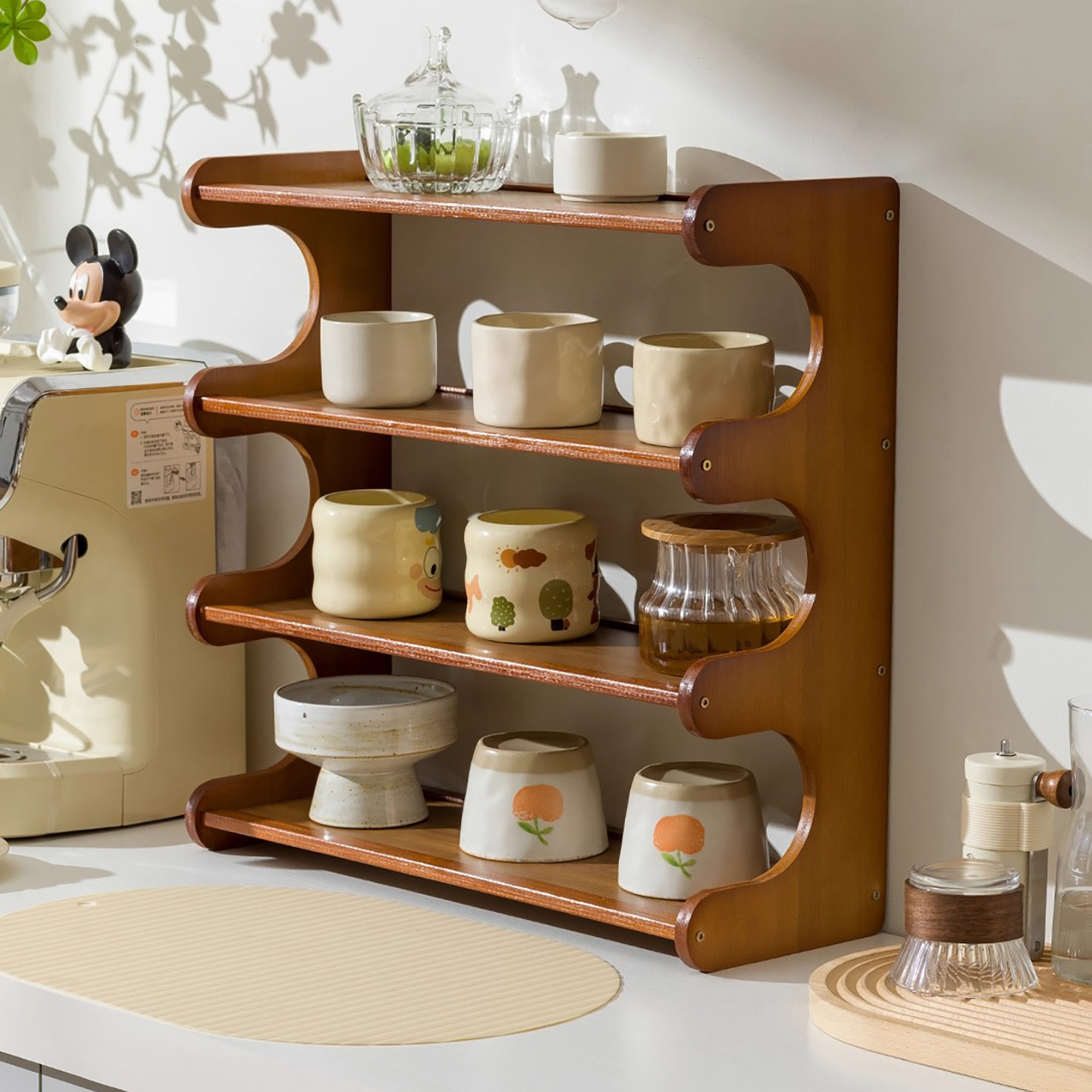 餐边柜桌面多层水杯收纳置物架