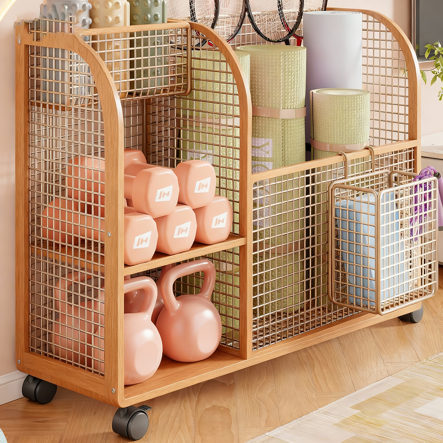 瑜伽垫收纳筐运动健身器材整理筐