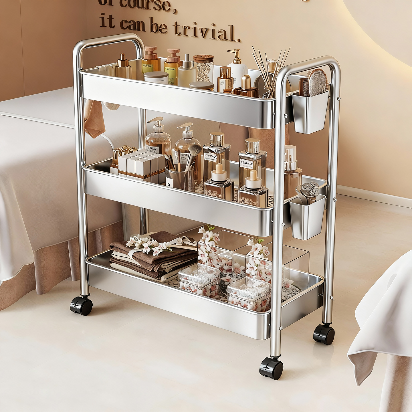 美容院可移动小推车置物架