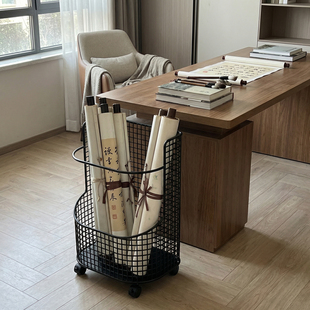 书法收纳桶书法作品储物架可移动宣纸卷轴置物架书画用品存放架子