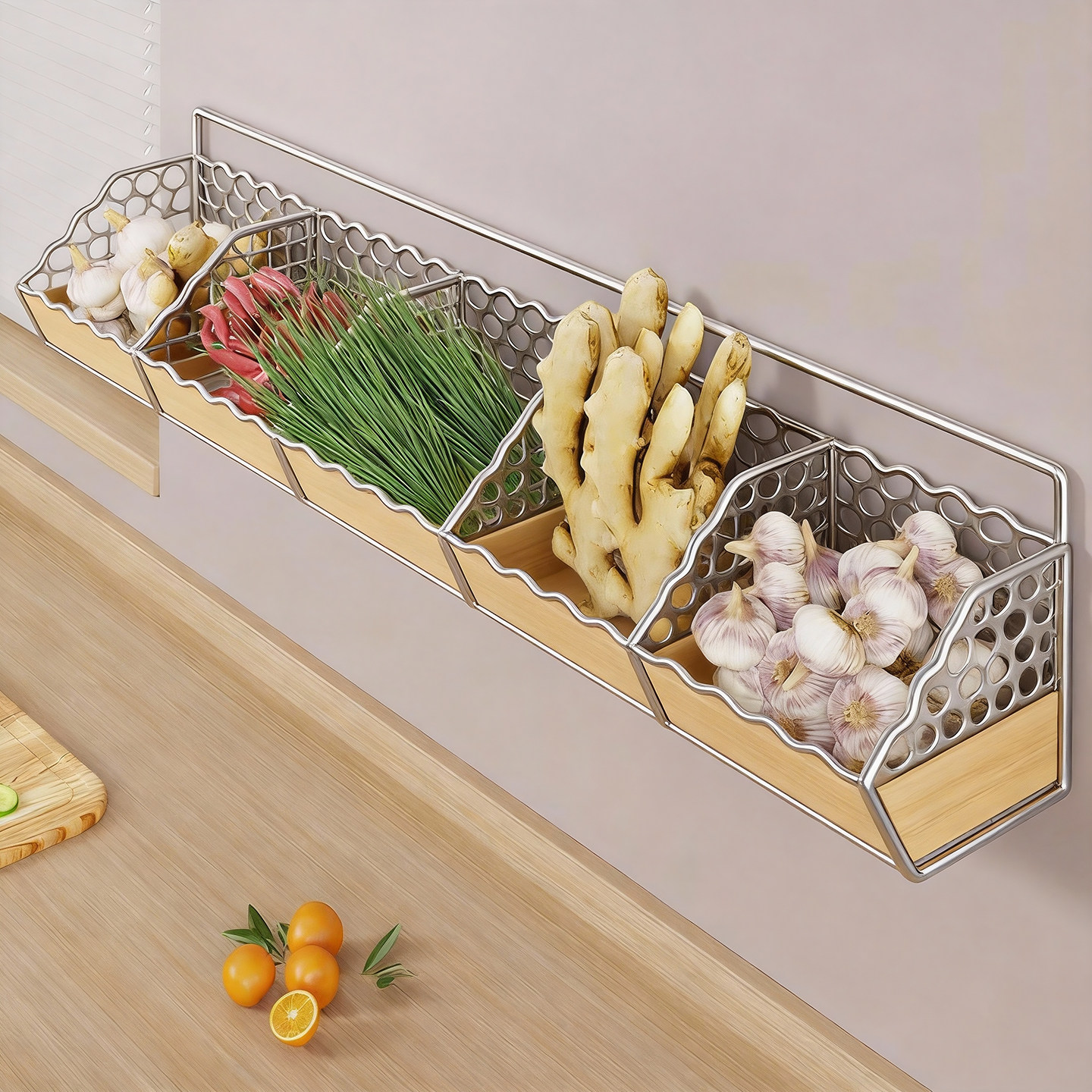 厨房墙面果蔬篮家用免打孔蔬菜水果收纳篮多功能分格葱姜蒜整理架,厨房/烹饪用具,果蔬置物架/篮/框,淘宝优惠券,粉丝福利购,淘宝优惠卷