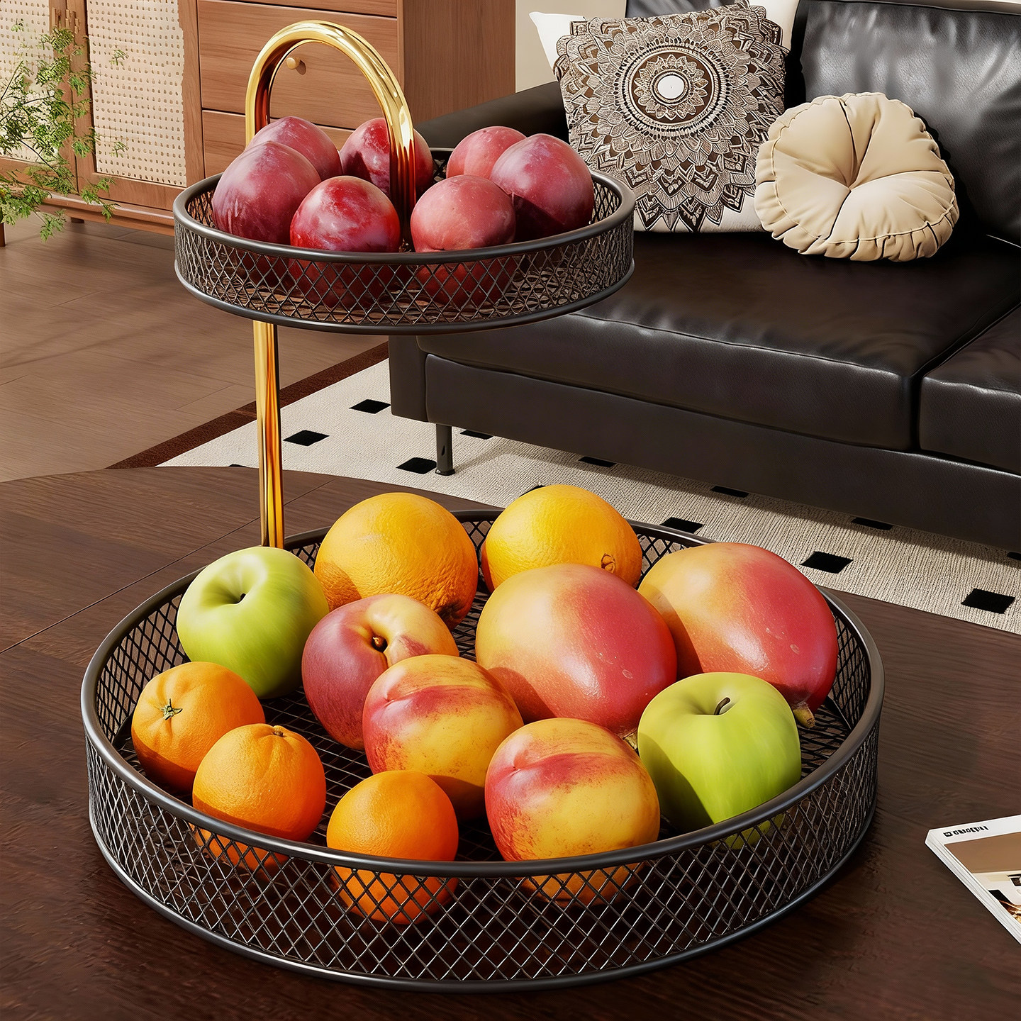 客厅水果置物架茶几桌面分层零食点心摆放架台面糖果干果收纳架子