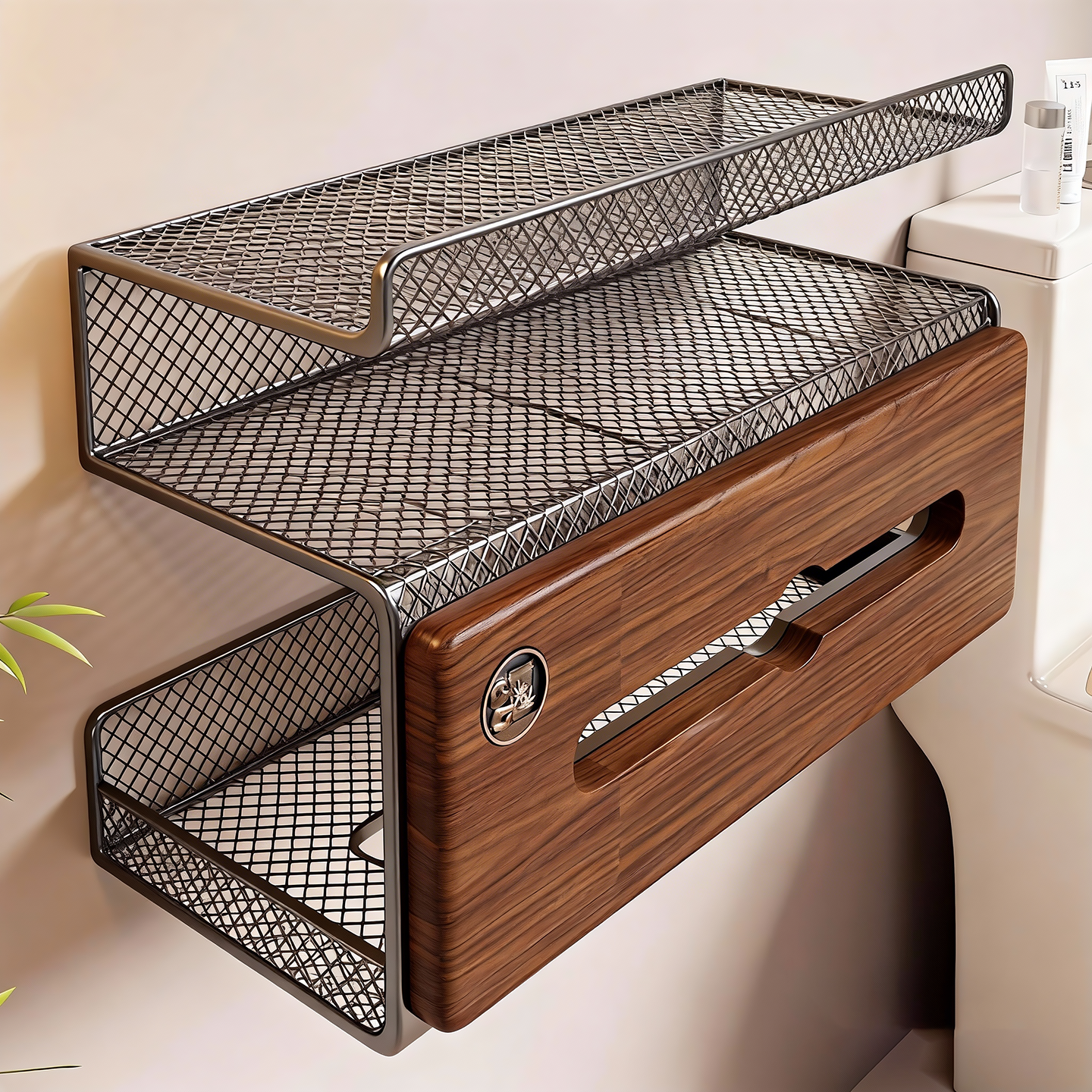 实木卷纸架卫生间免打孔防水