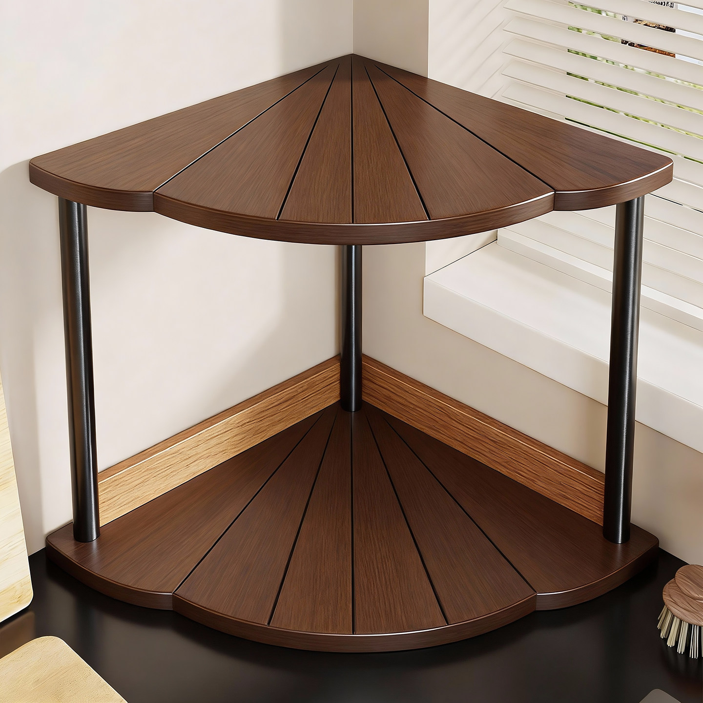 厨房转角置物架台面三角调味品油盐酱醋收纳架家用双层佐料储物架