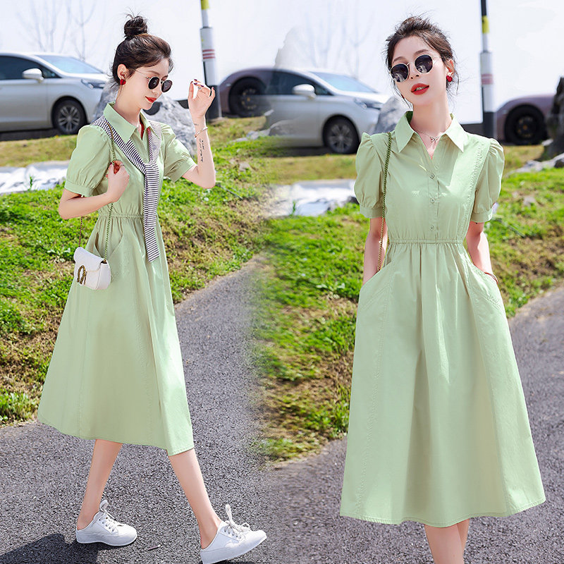小个子衬衫裙子2025新款夏季法式连衣裙女士披肩收腰气质显瘦长裙