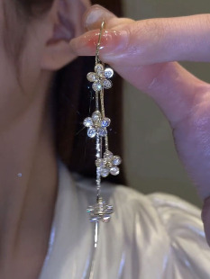 流苏长款花朵耳环女韩国轻奢高级感耳线耳坠2022年新款潮洋气耳饰