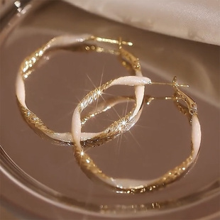 925银针大圈圈耳环高级感时尚气质显脸瘦耳环小众设计简约耳圈女