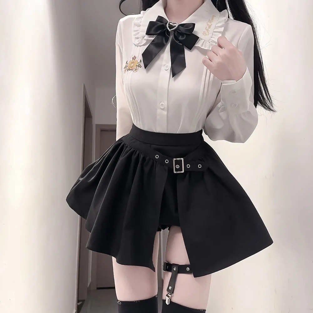 2025新款日系学院风JK制服套装女春秋款长袖衬衫上衣百褶裙两件套