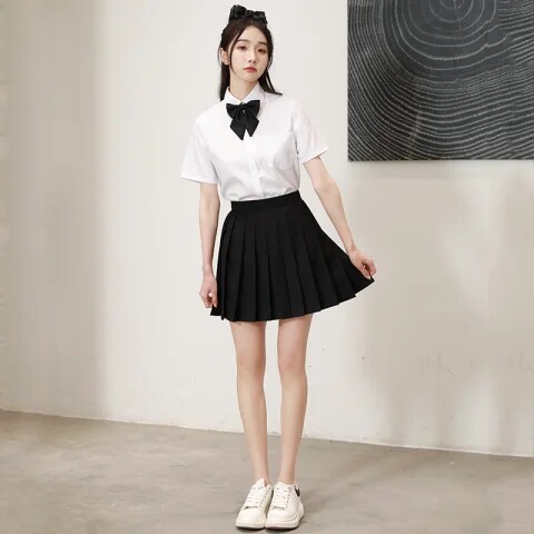 学院风套装演出校服套装淡紫短袖中学生衬衫初恋百搭上衣男女款