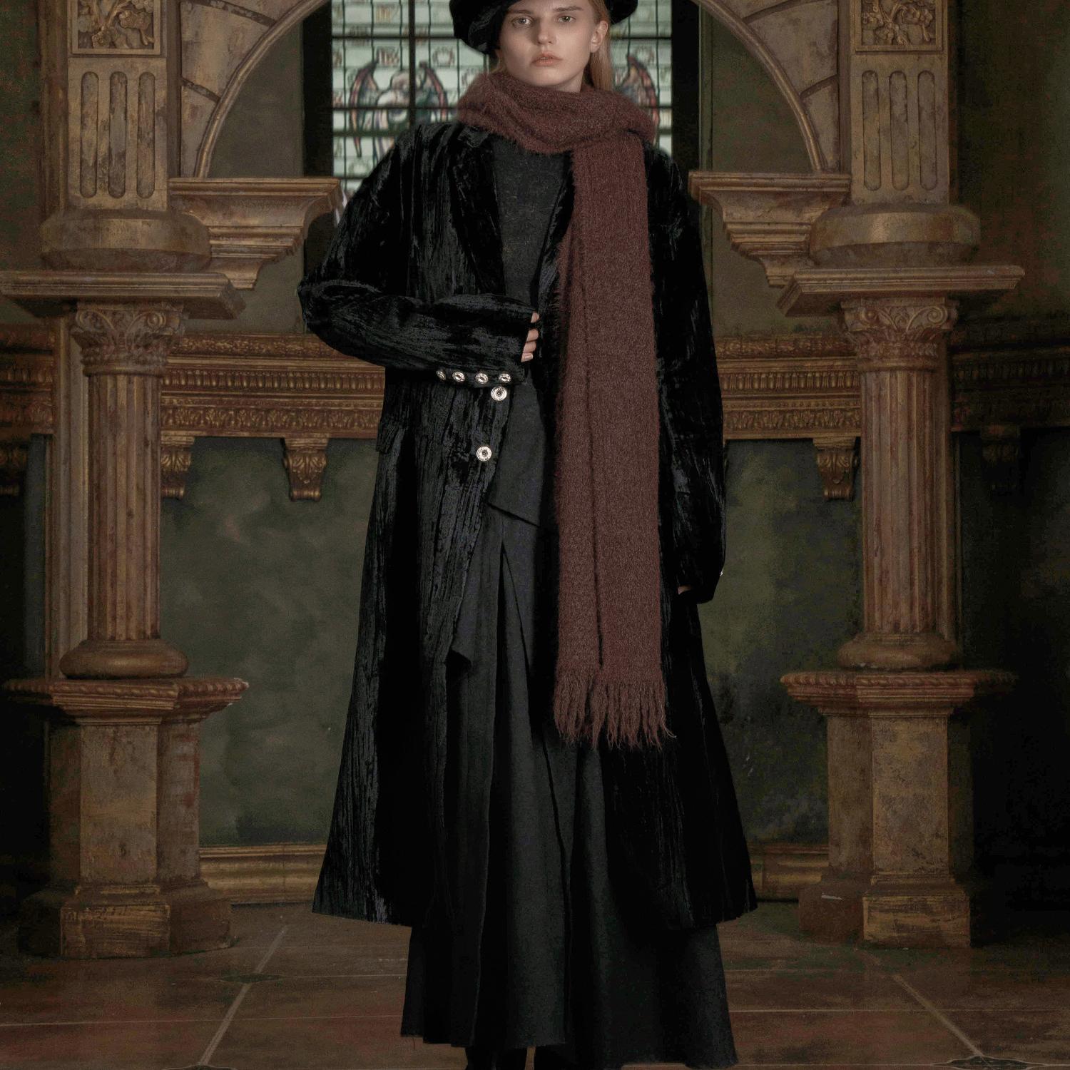 TAM TUAS 忠贞 花纱羊绒马海毛刺绣流苏宽围巾《伊索尔的旧梦》