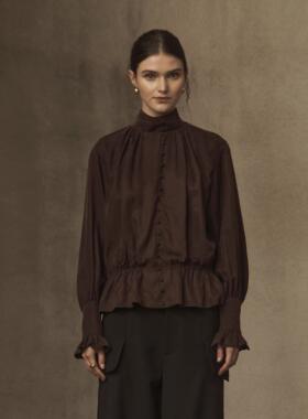 TAM TUAS【女勋爵】日本进口砂洗雾面铜氨丝百褶法式宫廷立领夹克