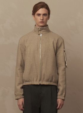 TAM TUAS【白兰地】棉麻双面穿可拆立体信封口袋哈灵顿领拉链夹克