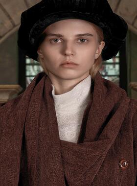 TAM TUAS 短笛 压褶黑丝绒可调节报童帽《伊索尔的旧梦》