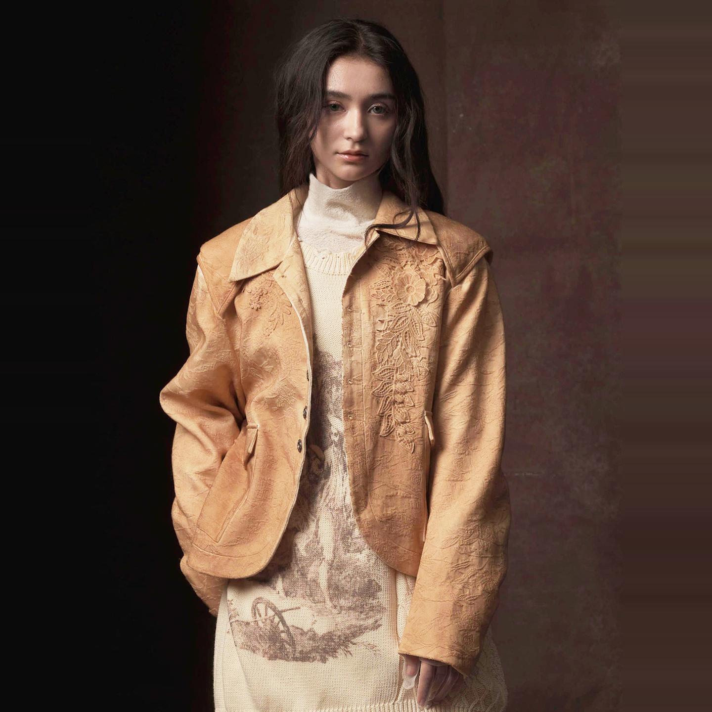 TAM TUAS 守卫者 春秋款浮雕蕾丝提花夹克外套《伊索尔的旧梦》