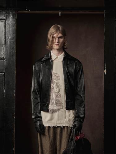 TAM TUAS 救赎 印花丝绒休闲皮革夹克拉链外套《伊索尔的旧梦》