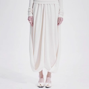 针织双层立体剪裁镂空花苞半裙 八月桂 TAM TUAS