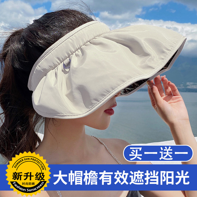 2025年新款遮脸日本防晒帽子女电动车空顶遮阳太阳帽夏贝壳帽发箍