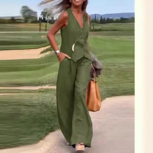 New women's fashion suit, vest, pants, collage, casual set