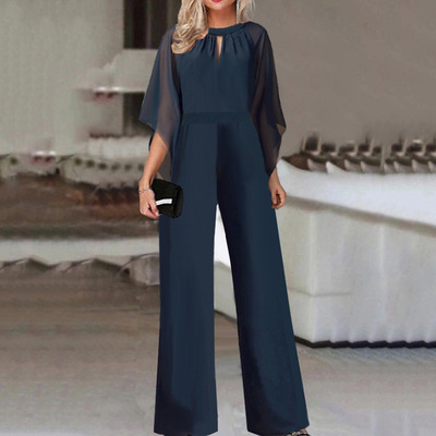 Summer short sleeved fashion jumpsuit women's casual pants