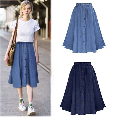 New denim loose skirt, oversized, fat, mm, jin, elastic wai