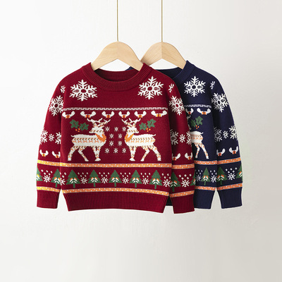Autumn and winter children's pullover sweater, Christmas top