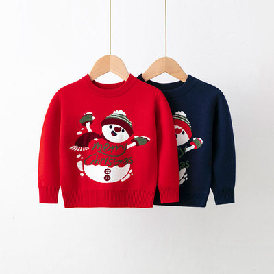 Children's Christmas cartoon snowman sweater base pullover