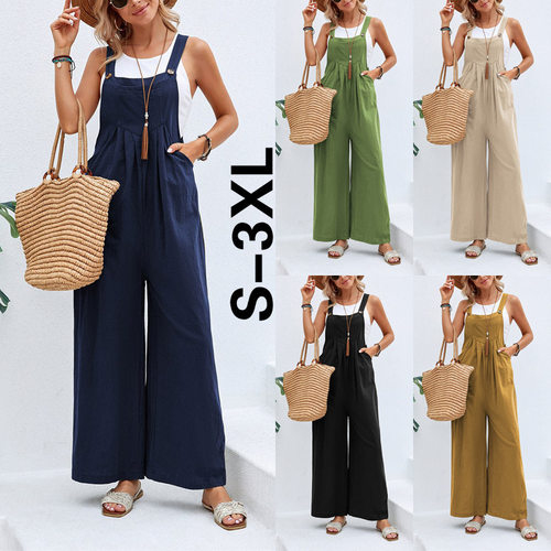 Women's casual overalls  straight leg jumpsuit ladys' pants