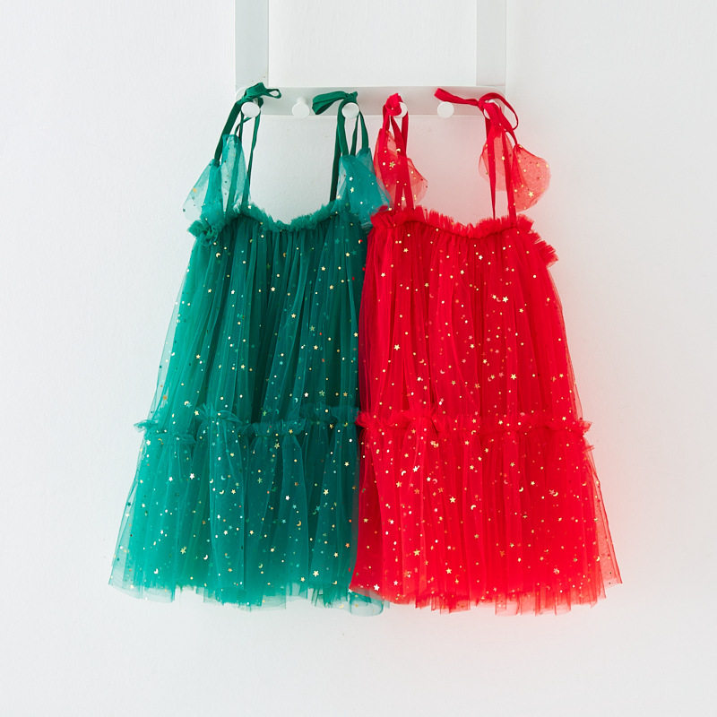 Children's Skirt Christmas Day Star Moon Mesh Skirt Princes