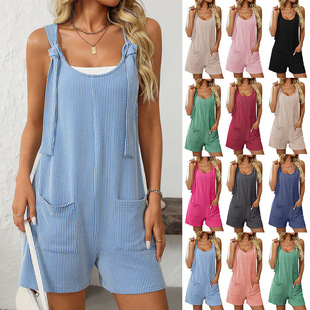Casual Fashion Twisted Women Knitted Summer Strip jumpsuit