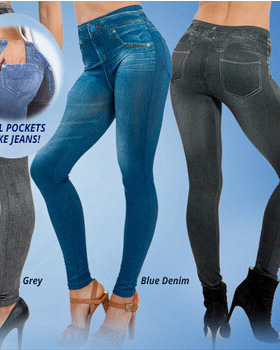 New yoga pants with fleece and synthetic denim leggings,