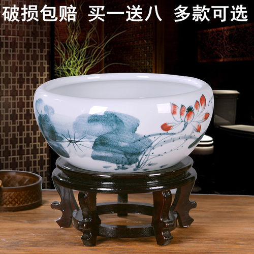 碗莲客厅阳台小型陶瓷鱼缸