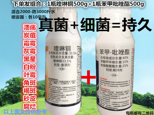 40%苯甲吡唑酯+喹啉铜叶菜柑橘果树橙溃疡炭疽灰霉白粉农药杀菌剂 农用物资 杀菌剂 原图主图