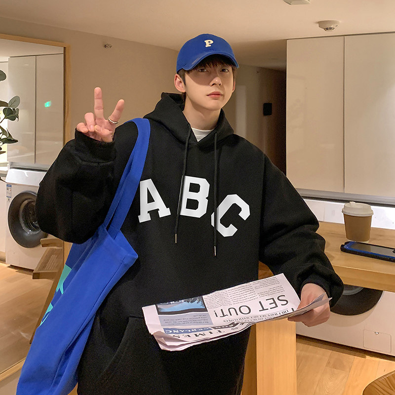 欧美风vibe字母卫衣男秋季美式复古高街ins潮牌oversize宽松外套