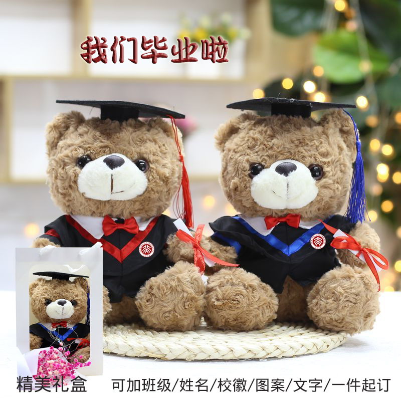 学生毕业季博士小熊公仔毛绒玩具