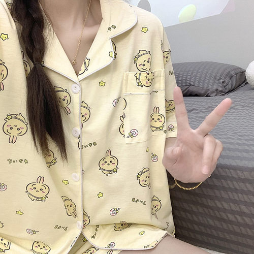乌萨奇睡衣女款夏季纯棉短袖套装