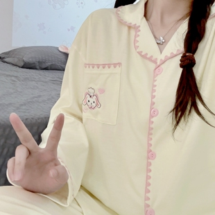 2025新款甜点兔睡衣女春秋季纯棉长袖甜美可爱卡通少女家居服套装