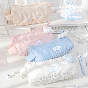 「云朵感!给笔袋穿棉服」Rosyposy柔设充棉学生大容量文具袋绗绣