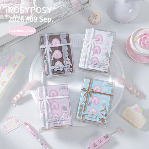 「奶油蛋糕切片！」ROSYPOSY柔设草莓刷边本a7手账本PVC迷你礼物