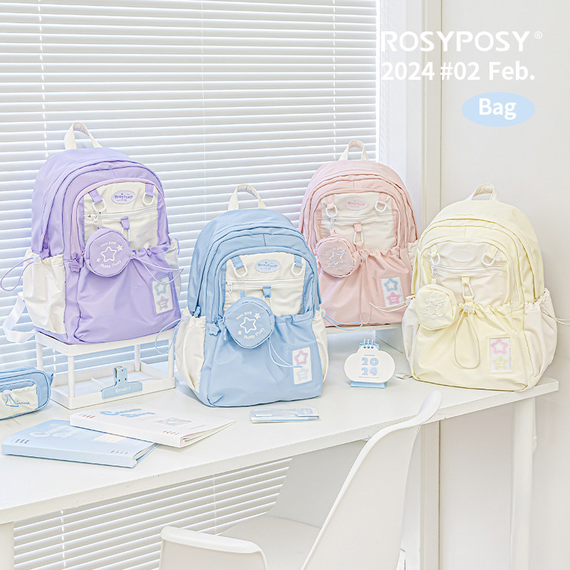 「多色入可放小卡！星星抽绳书包」Rosyposy柔设双肩背包学生追星图片