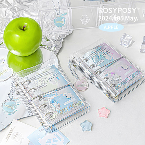 「银闪苹果！M5透明本」Rosyposy柔设mini活页本手帐本韩迷你韩小
