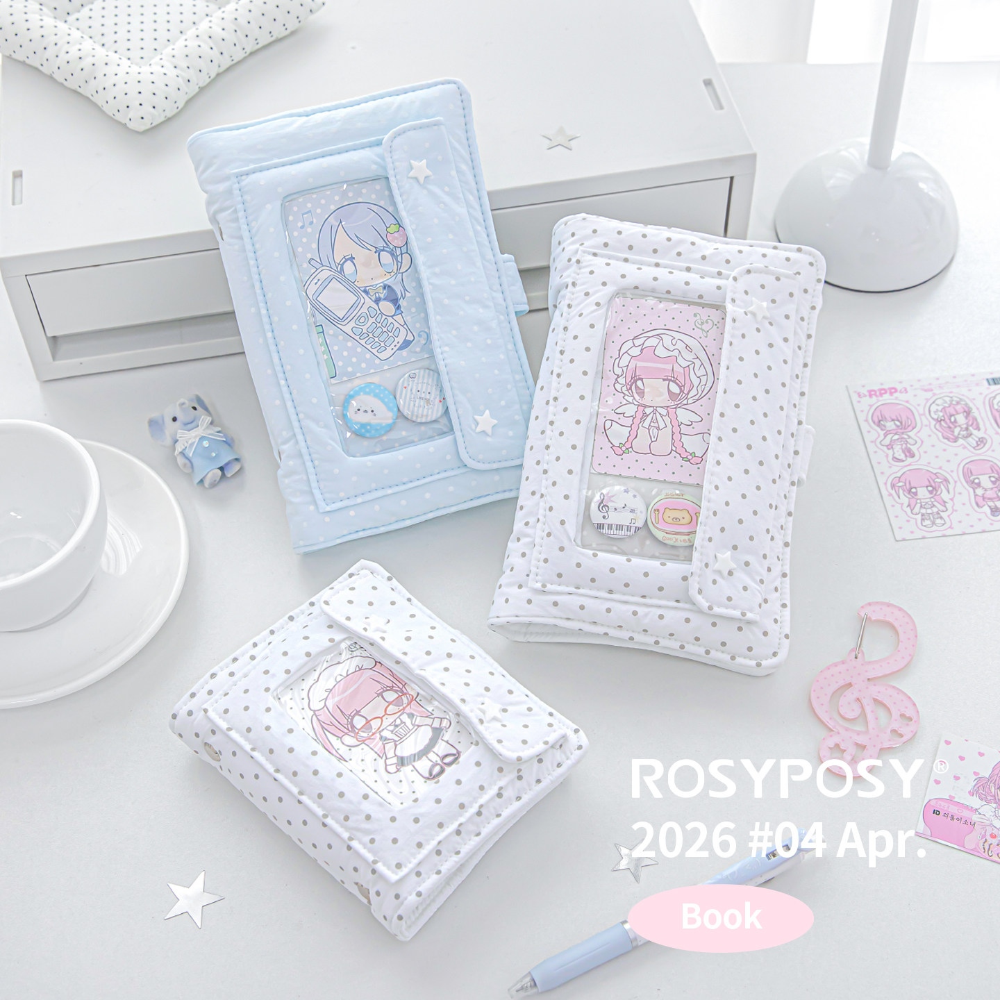 「手感充棉波点本！a6per/m5」Rosyposy柔设mini活页布手帐本韩迷