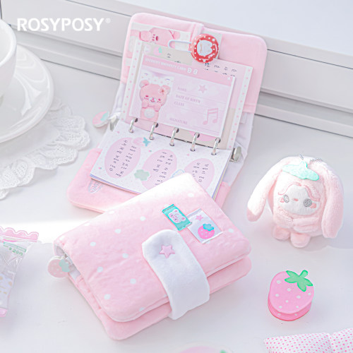 「萌！毛绒草莓m5」ROSYPOSY柔设波点mini四叶草小活页手帐ins韩