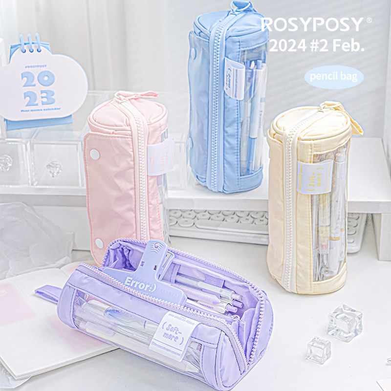 「圆滚滚奶油蛋卷镜！」Rosyposy柔设有型棱镜笔袋多层学生角