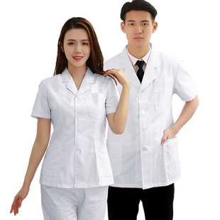 短款白大褂女口腔医生牙科半身工作服男夏天短袖护士服医师服薄款