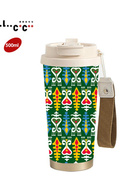 观茶者500ml手提双饮吸管保温杯随手随行咖啡杯可定制logo企业礼