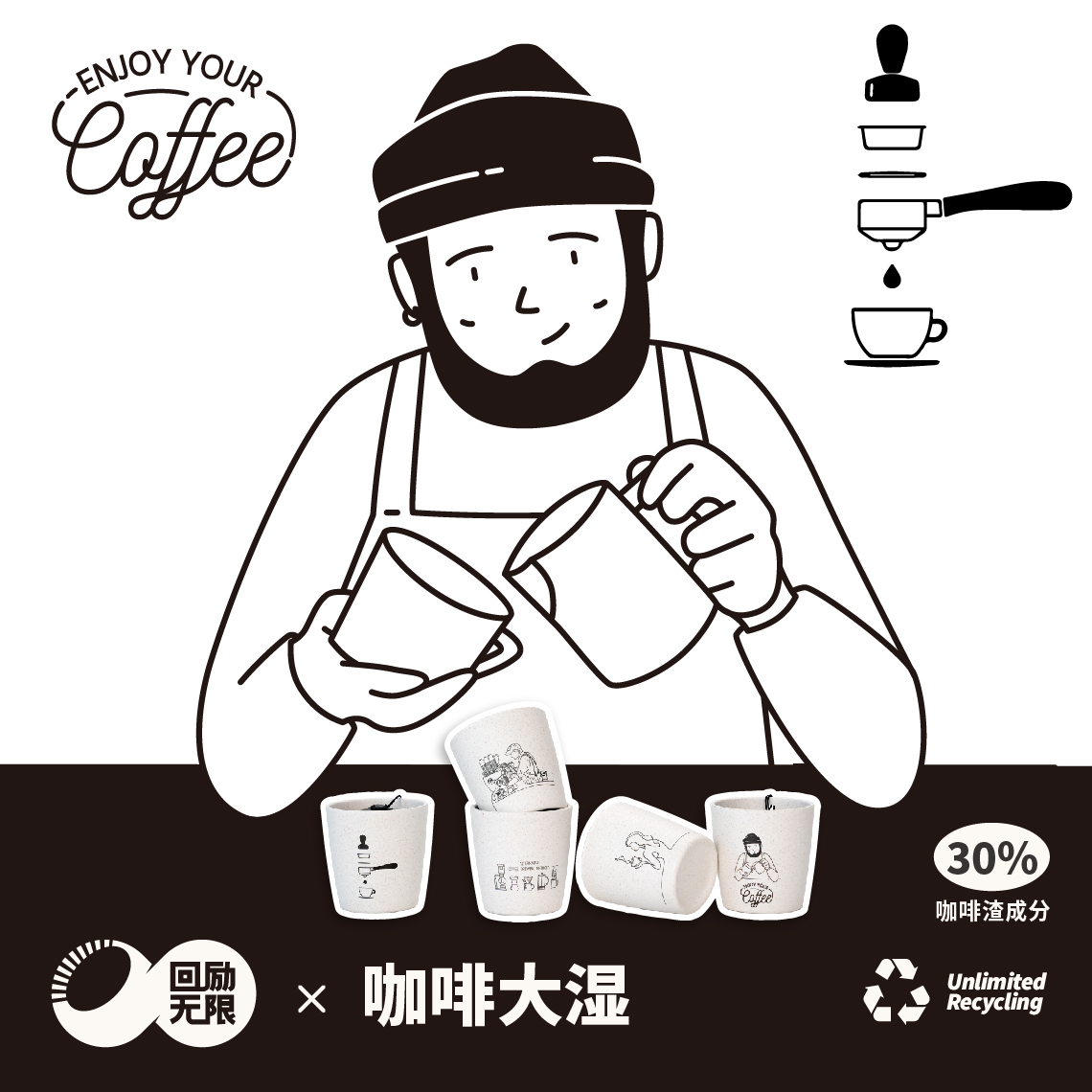 【咖啡大湿蜂鸟杯】咖啡渣杯环保可循环品鉴杯