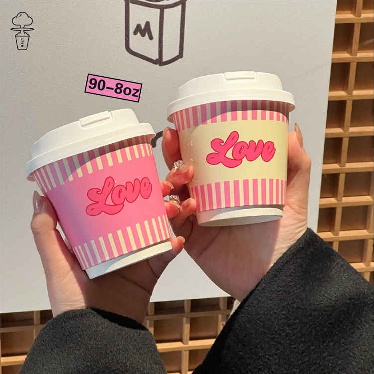 【初恋纸杯杯套】咖啡外卖打包一次性纸杯发泡杯套邂逅初恋氛围感
