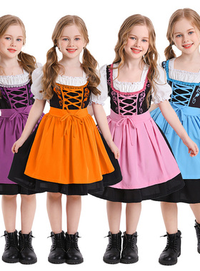 儿童啤酒节演出服装校园活动女童短裙Oktoberfest Dirndl Costume